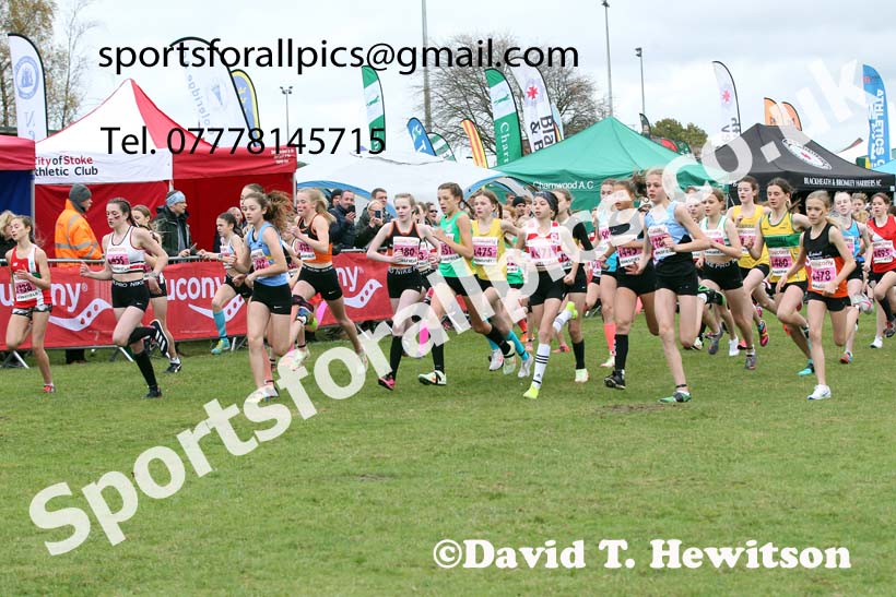 Girls under-13s 2021 National Cross Country Relays, Berry Hill Park, Mansfield. Photo: David T. Hewitson/Sports for All Pics